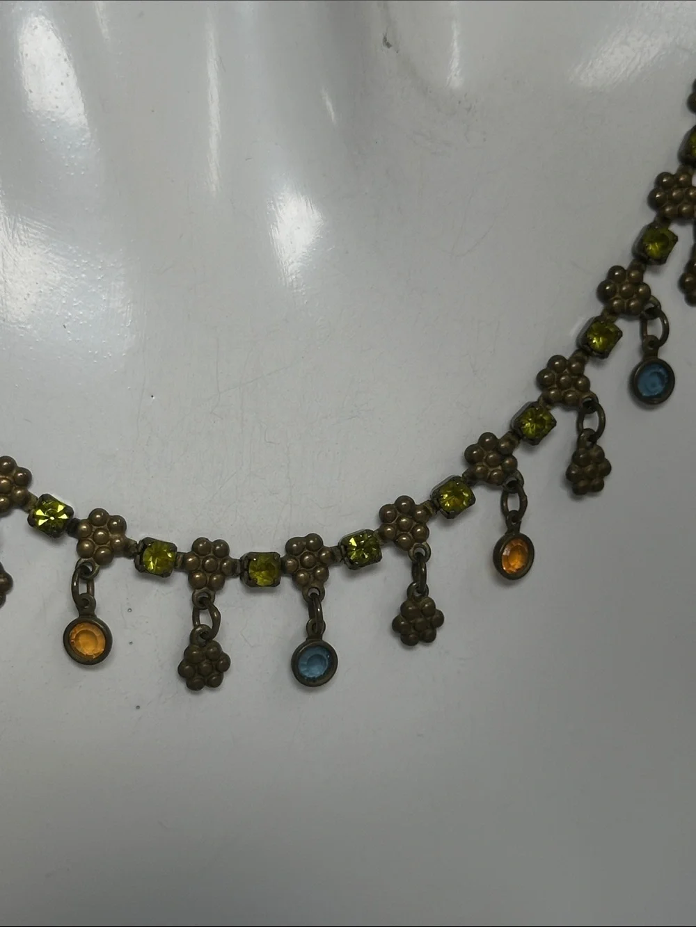 SORRELLI Vintage Multicolor Drop Necklace - Blue & Amber Accents​